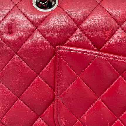 Chanel Classic Flap Medium Red Lambskin Leather with Silver Hardware 2012-13