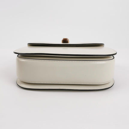 Gucci Bamboo 1947 Top Handle Bag Small White Box Leather Canvas Strap