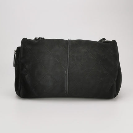 Chanel Nubuck Suede Darjeeling Flap Bag Ultimate Stitch Black Jumbo Bag