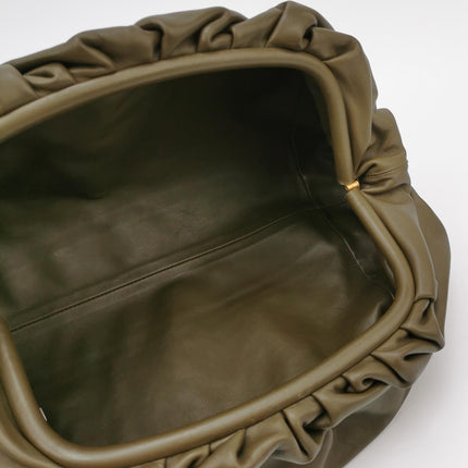 Bottega Veneta Pouch Calfskin Leather Dark Green Large