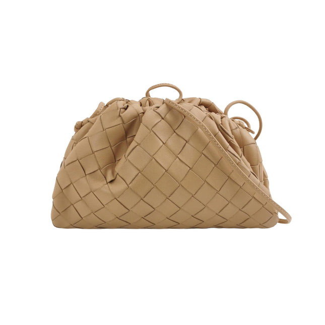 Bottega Veneta Pouch Mini Intrecciato Beige Lambskin Leather Crossbody Bag-Luxbags