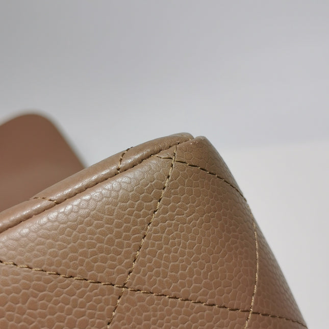 Chanel Classic Flap Jumbo 2009 Coffee Brown Caviar Leather Single Flap Silver Hardware