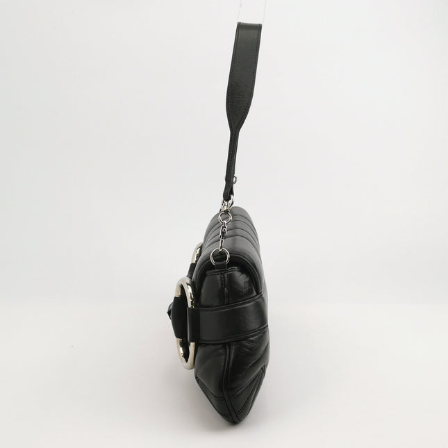 Gucci Horsebit 1955 Chain Shoulder Bag Large Black Padded Leather S23