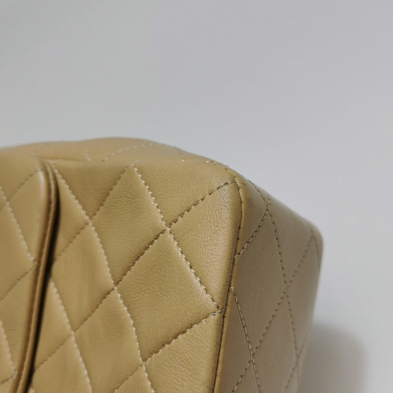 Chanel Vintage Classic Flap Mini Square Beige Lambskin 24k Gold HW, 1989-1991