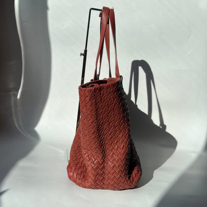 Bottega Veneta Cesta Tote Nappa Intrecciato Leather Brick Red 37cm