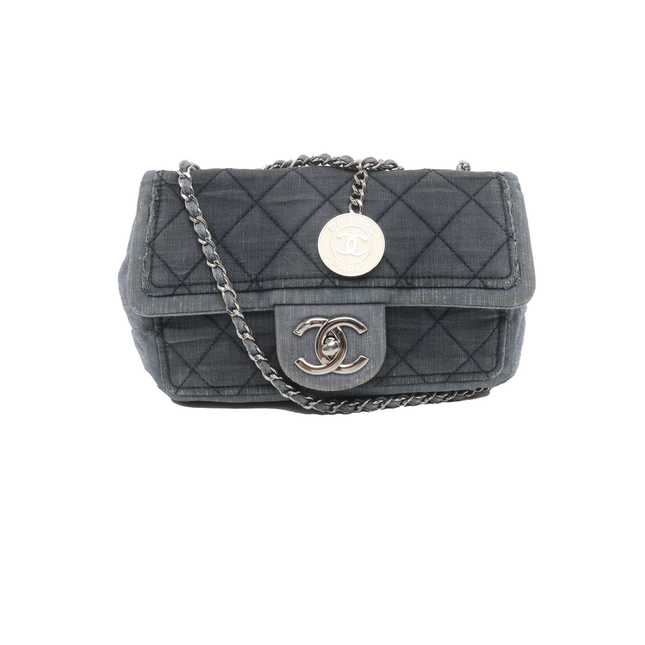 Chanel Classic Flap Mini Denim Blue Silver Hardware 2014-15-Luxbags
