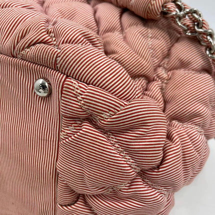 Chanel Nylon Bubble Striped Quilt Accordion Flap Bag Pink