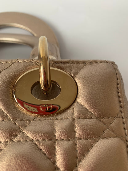 Sold Lady Dior ABCdior Small Champagne Gold and Metallic Cannage Lambskin Handbag