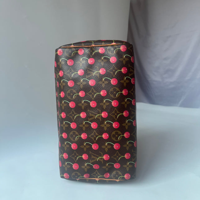 RARE Louis Vuitton x Takashi Murakami Speedy 25 Vintage Cherry on Monogram Handbag