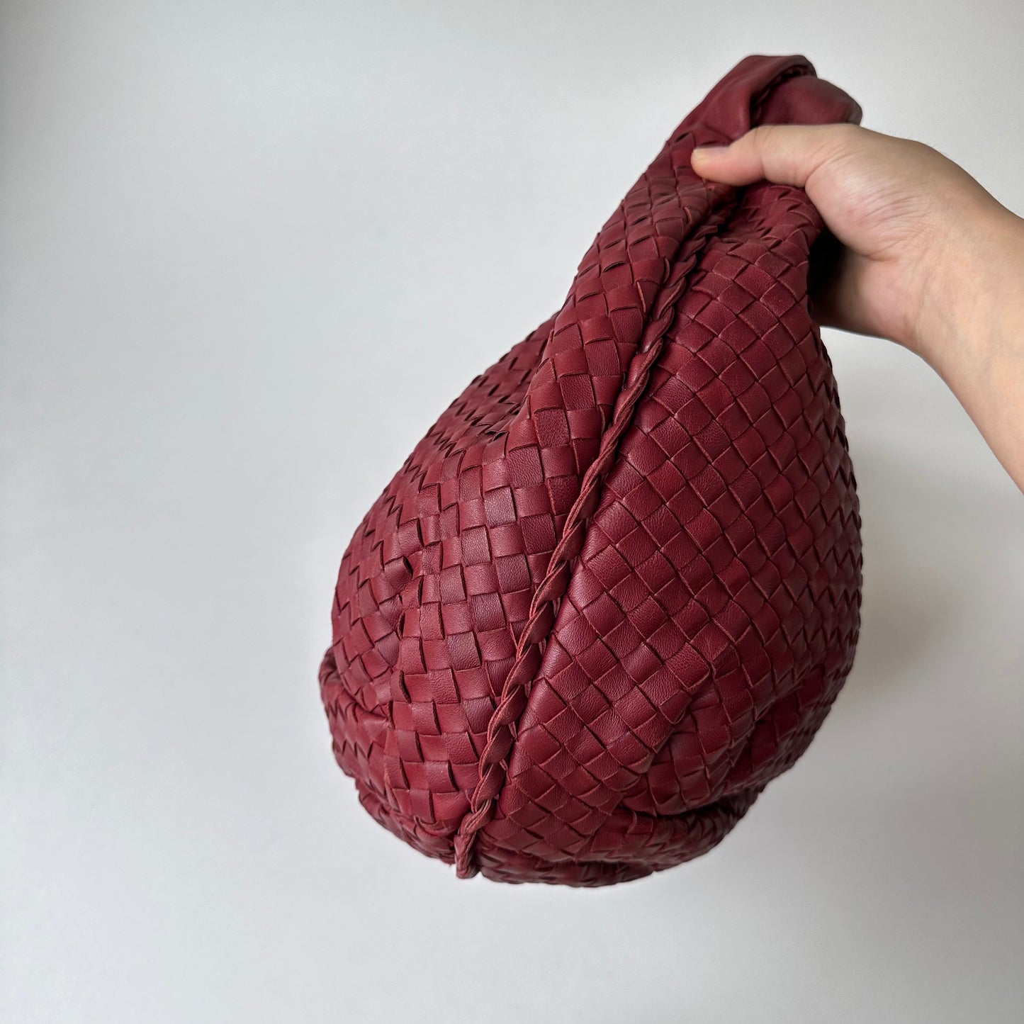 Bottega Veneta Belly Hobo Intrecciato Burgundy Ancora Red Large 50cm