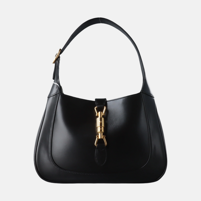 Gucci Jackie 1961 Black Leather Bag Small Piston Lock-Luxbags