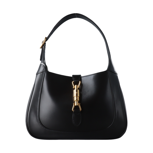 Gucci Jackie 1961 Black Leather Bag Small Piston Lock-Luxbags