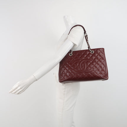 Chanel GST Grand Shopping Tote Burgundy Caviar Leather GM Silver Hardware