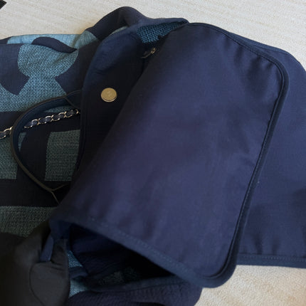 Chanel Deauville Tote Medium Navy Denim Top Handle
