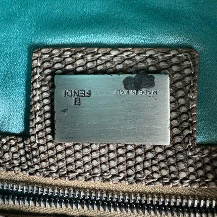 Fendi Mamma Baguette Needlepoint White Canvas and Blue and White Stones Embroidery