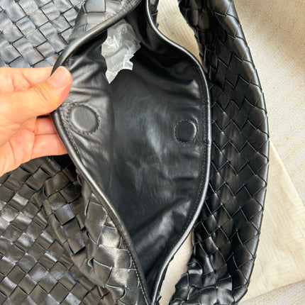 Bottega Veneta Hop Black Intrecciato Leather Maxi Hobo Bag 54cm