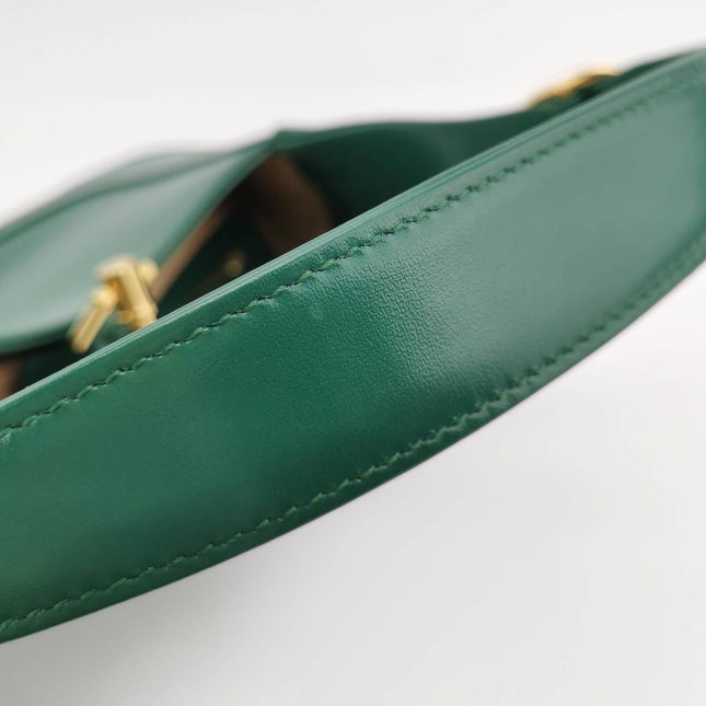 Gucci Jackie 1961 Green Leather Bag Small with Adjustable Strap