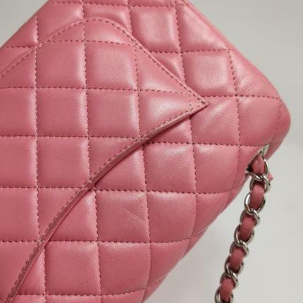 Chanel Classic Flap Mini 2016 Pink Lambskin Leather Silver Hardware