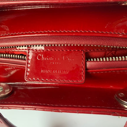 Sold Lady Dior Medium Bag Red Patent Leather
