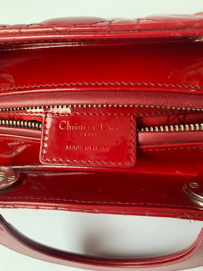 Sold Lady Dior Medium Bag Red Patent Leather