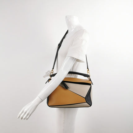 Loewe Puzzle Medium Tricolor Black Yellow Calfskin leather bag