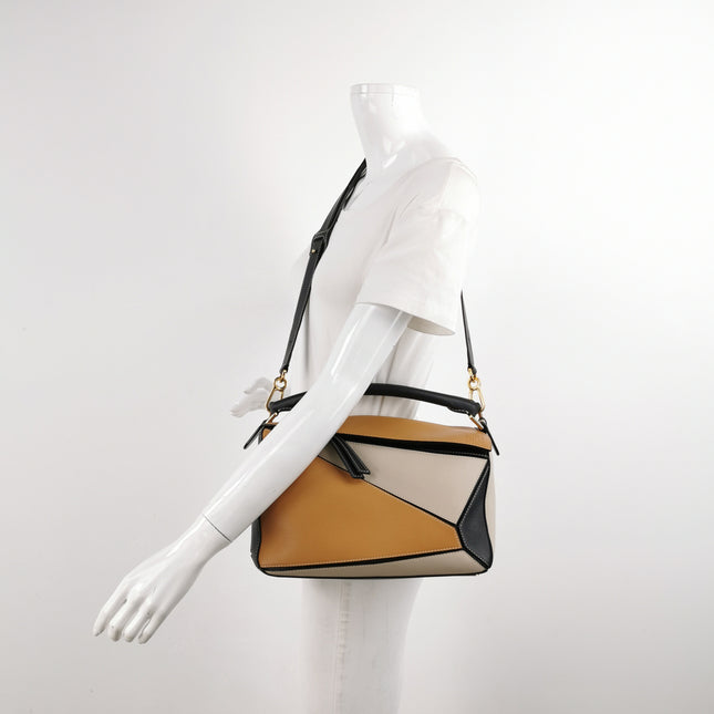 Loewe Puzzle Medium Tricolor Black Yellow Calfskin leather bag