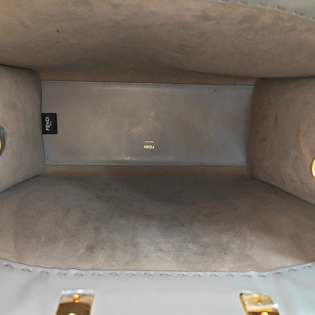 Fendi Sunshine Tote Medium Greyish Blue Top Handle Bag with Strap