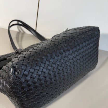 Bottega Veneta Cesta Shopper Tote Nappa Intrecciato Leather Black Small