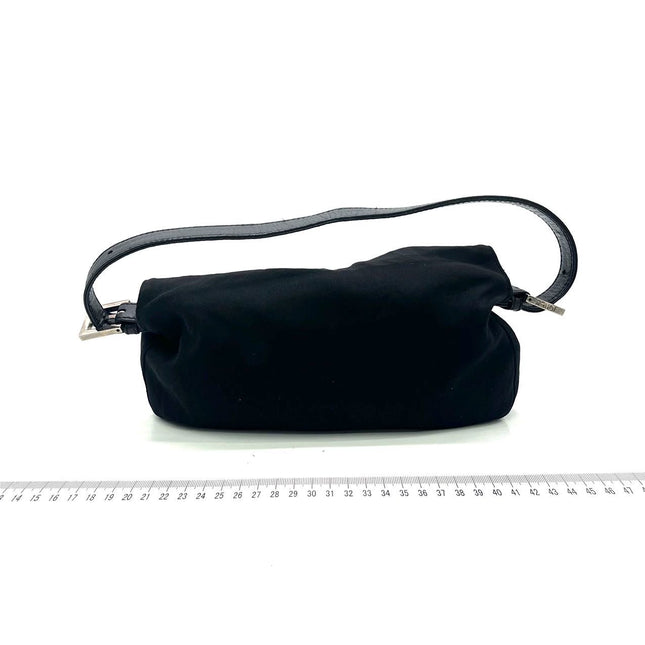 FENDI Baguette Vintage Black Cloth Silver Hardware Shoulder Bag