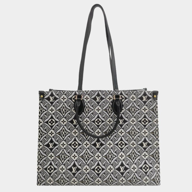 Sold Louis Vuitton OnTheGo Since 1854 Grey Jacquard and Black Cowhide Leather Multicolor GM Tote Bag