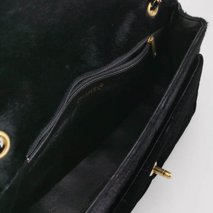 Chanel Large East West Shoulder Bag Rare Black Leather and Pony-style Calfskin