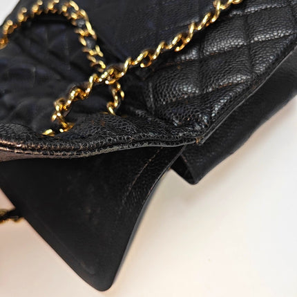 Chanel Classic Flap Medium Dark Navy Caviar Leather with 24k Gold Hardware, 2008