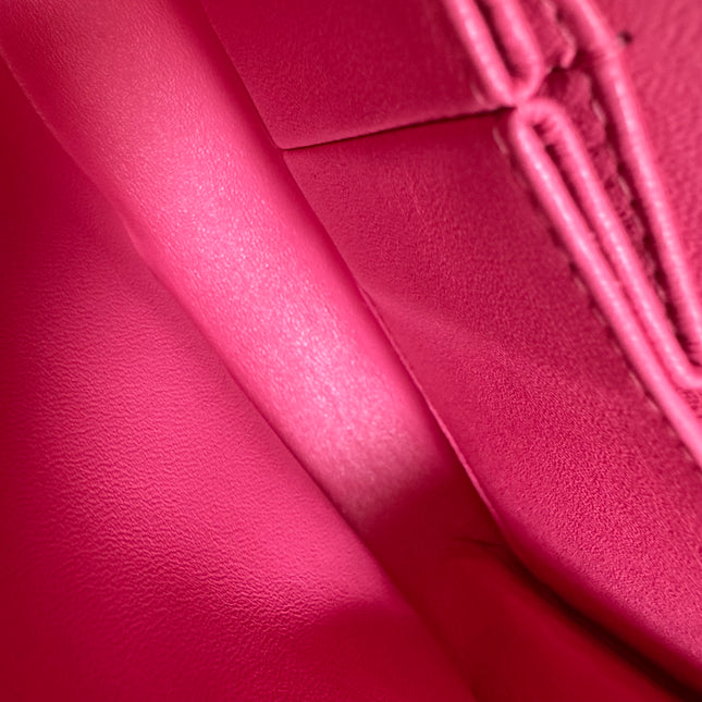 Chanel Classic Flap Medium Double Flap Pink Jersey Silver Hardware 2014