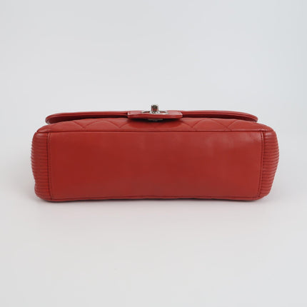 Chanel Classic Flap Single Flap Large Red Lambskin Leather Silver Hardware