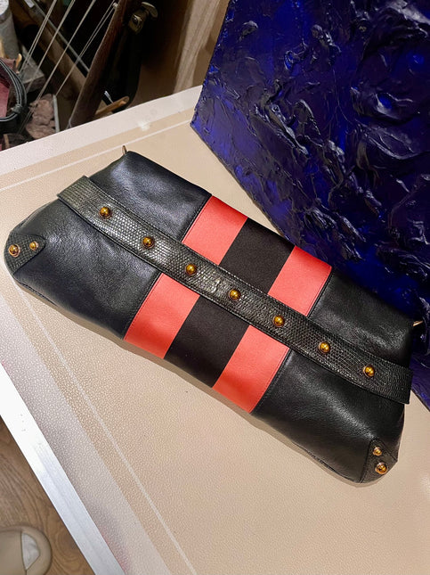 Gucci Horsebit 1955 Large Black Leather Embellished Snake Head Buckle