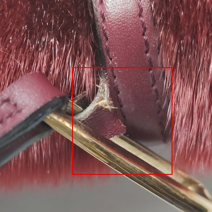 Loewe East West Burgundy Leather Fur Handbag Vintage