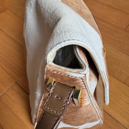 Fendi Mamma Baguette Large Pony hair in Cow Print Natural Color