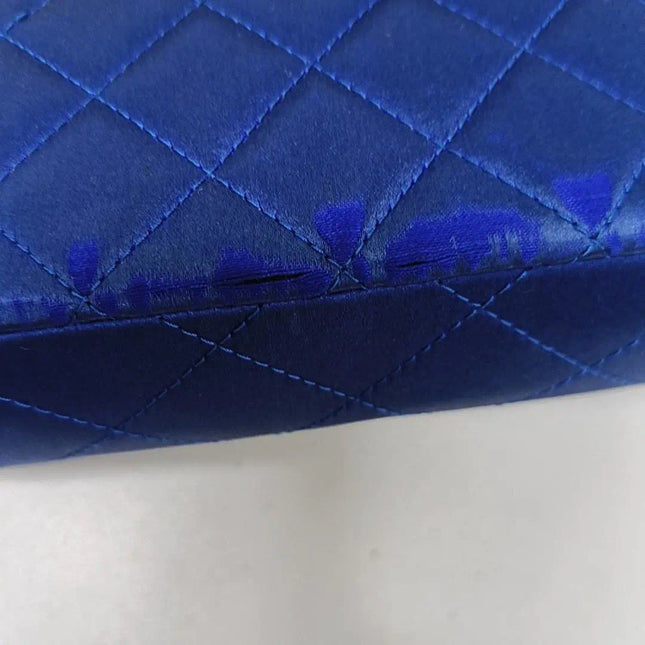 Sold Chanel Classic Flap 2013-2014 Blue Silk Satin Mini Crossbody Bag