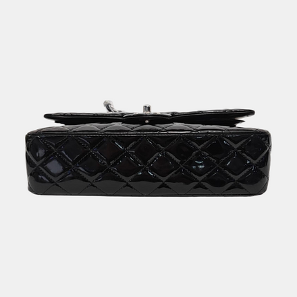 Chanel Classic Flap Medium Black Patent Leather Silver Hardware
