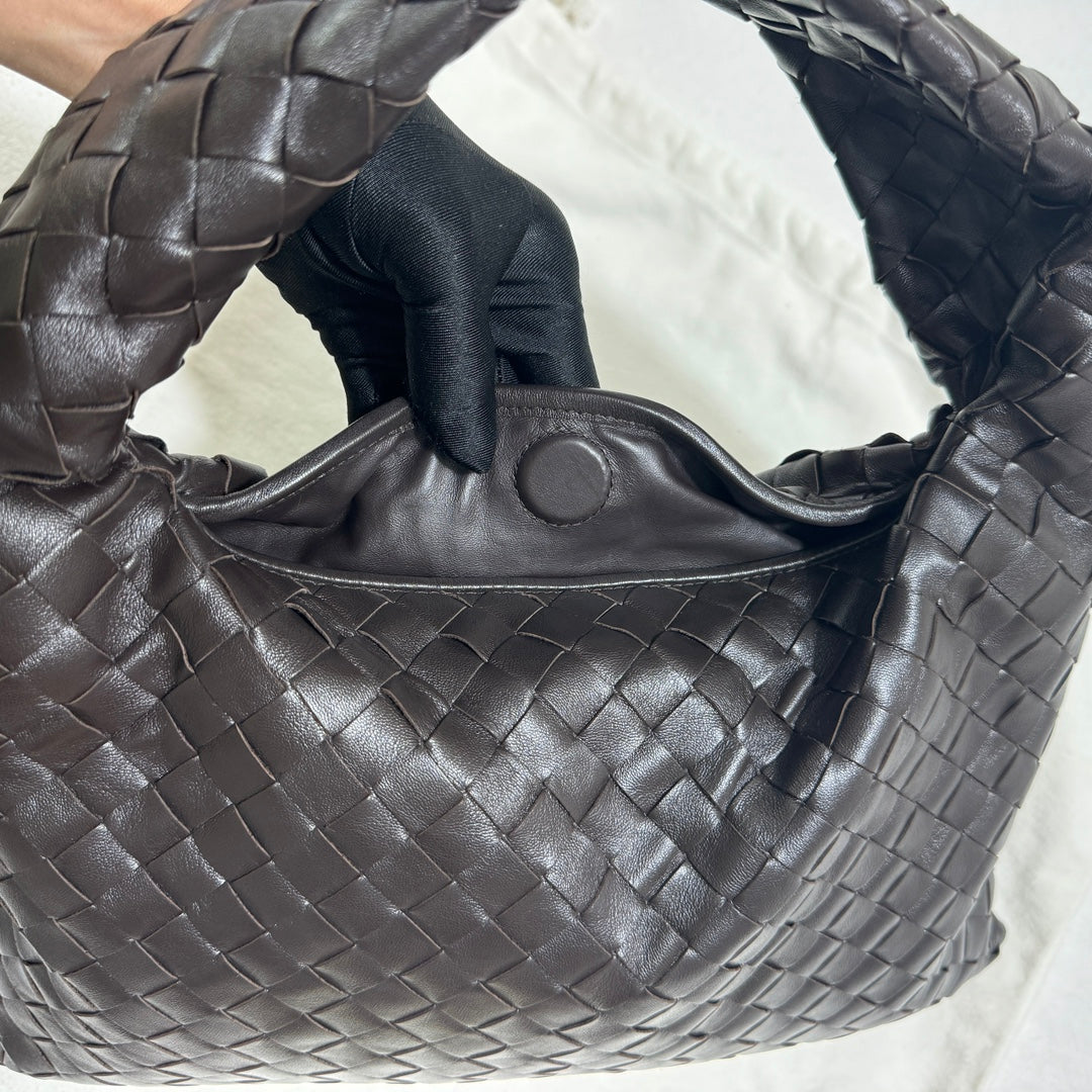 Sold Bottega Veneta Hop Hobo Small Leather Chocolate Brown