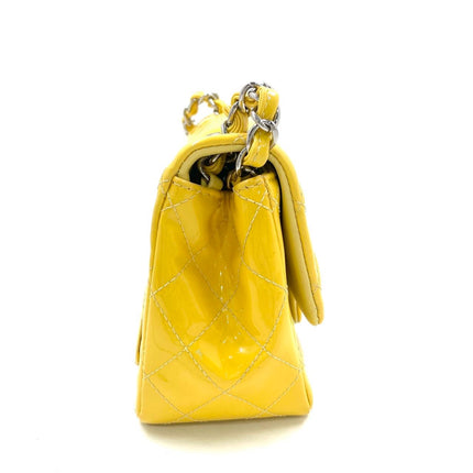 Chanel Classic Flap Mini Square Yellow Patent Lambskin Crossbody Bag 2014