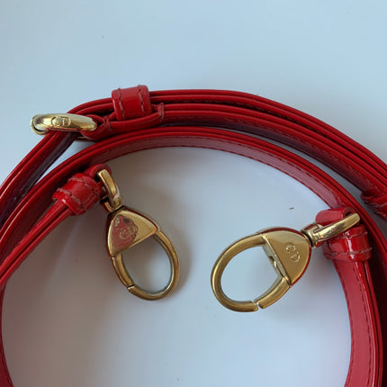 Sold Lady Dior Patent Leather Red Mini handbag with gold hardware