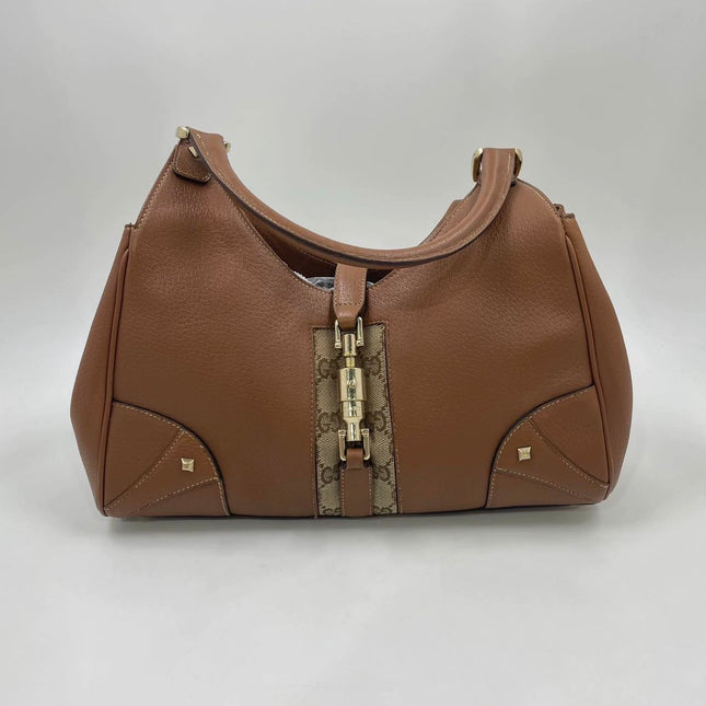Gucci Piston Lock Brown Bardot Small Vintage Handbag