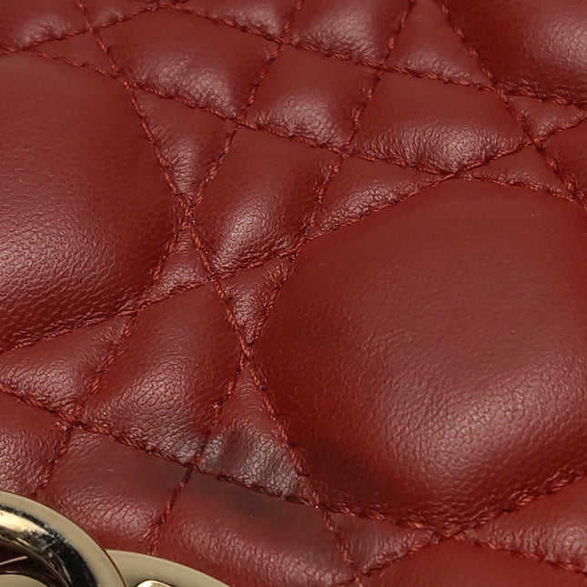 Lady Dior Small My Abcdior Red Lambskin Cannage Leather Gold Hardware