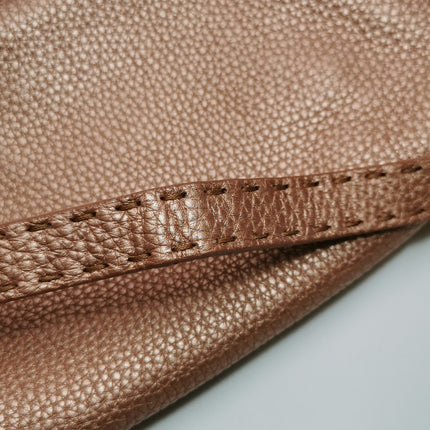 Fendi Baguette Selleria Calfskin Leather Iridescent Metallic Pink Shoulder Bag