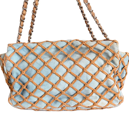 Chanel Jumbo Canebiers Net Knots Flap Blue Denim