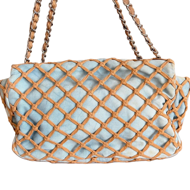 Chanel Jumbo Canebiers Net Knots Flap Blue Denim