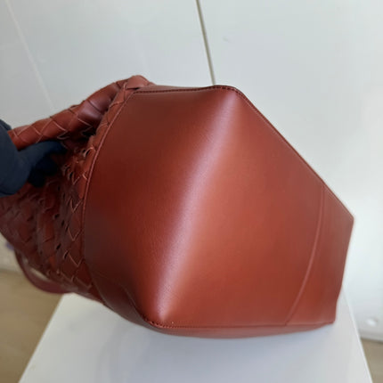 Bottega Veneta Cabat Large Intreccio Leather Tote Bag Burgundy Brick Red