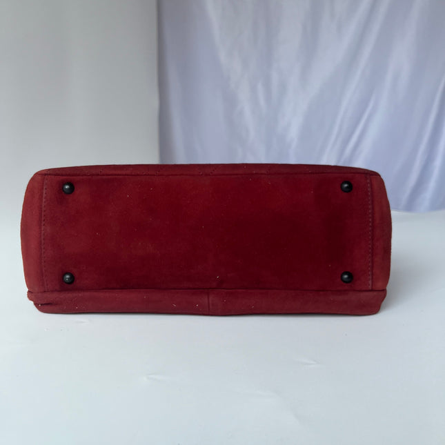 Sac fourre-tout Chanel Kelly Mini 1997-1999 en cuir suède rouge
