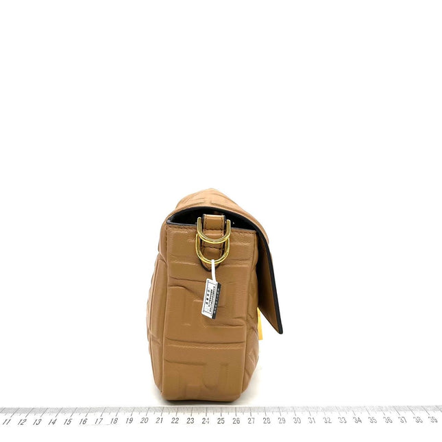 Sold FENDI Baguette Camel Leather 3D FF Motif Crossbody bag